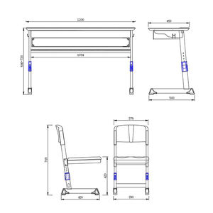 Chaise et bureau en plastique pour étudiants, design moderne, réglables en hauteur, pour salle de classe, vente chaude - Product Image 5
