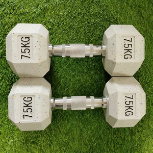 ดัมเบลยางเคลือบสีขาวหลากสี ชุดดัมเบลเหล็กกลม น้ำหนัก 5 กก. ถึง 50 กก. พร้อมโลโก้สั่งทำพิเศษ ลดราคา - Product Image 1