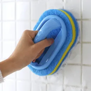 Household Cleaning Brush With Handle Dish Soap Bathroom Kitchen Tub Thicken <b>Scrubbing</b> Sponge Wipe Durable Tools Accessories Home - Product Image 1