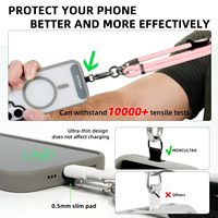 Tali Gantungan Ponsel 3 in 1 Lepas Pasang, Selempang Leher & Pergelangan Tangan, Dilengkapi Patch Tether, Tali Nilon Adjustable Anti Hilang