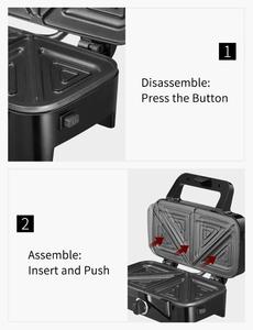 <span class=keywords><strong>Piastra</strong></span> Elettrica 3 in 1 da 1200W in Acciaio Inox per Sandwich, Waffle e Grill con 3 Piastre Rimovibili e <span class=keywords><strong>Tostapane</strong></span> per Sandwich Profondi - Product Image 4