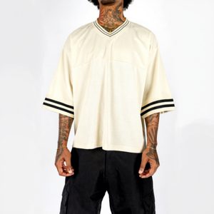 เสื้อฮอกกี้สตรีทแวร์ทรงโอเวอร์ไซส์ ผ้าตาข่าย ทรงบ็อกซี่ ยูนิเซ็กซ์ สั่งทำได้ ขายส่ง OEM ผ้าฝ้าย 100% ใส่สบาย น้ำหนัก 300 กรัม - Product Image 1