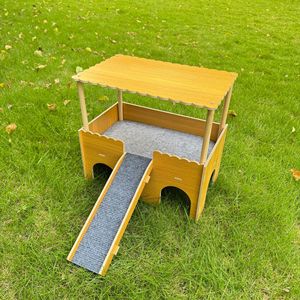 Nouvelle cage en bois imperméable et portable <span class=keywords><strong>pour</strong></span> <span class=keywords><strong>hamster</strong></span>, style nordique, double couche, grande maison, ours en soie dorée, villa de luxe - Product Image 5