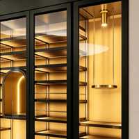 Réfrigérateur thermoélectrique à porte vitrée avec cadre noir et contour doré, cave à vin, armoire murale, bar de luxe pour la maison, étagère de rangement pour vin