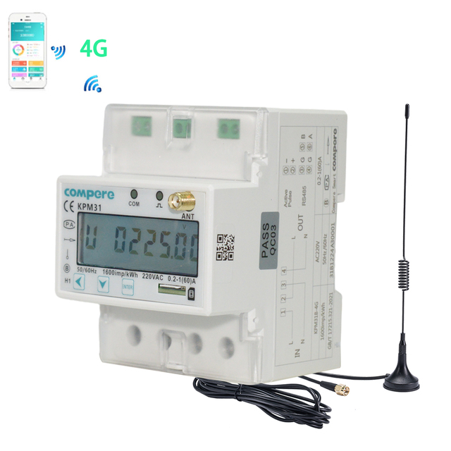 Intelligent 1-Phase 63A Online APP Prepaid Electricity Meter 4G MQTT Energy Meter with Recharging Capabilities