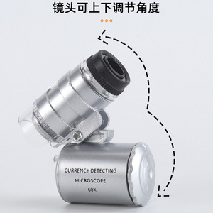 Mini-microscope monoculaire Master Craftsman 60x avec lumière LED UV pour la détection de devises et l'authentification d'objets anciens - Product Image 4