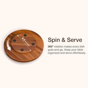 Plateau d'<span class=keywords><strong>apéritif</strong></span> en bois d'acacia écologique rotatif à 360 degrés avec tasse à tremper à motif végétal pour les collations de fête - Product Image 3