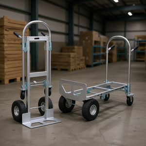Carrello Pieghevole in Alluminio, Capacità 450 Kg, Carrello Industriale Resistente con Ruote in Gomma, Colore Argento - Product Image 2