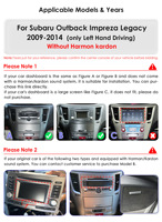 CARUPEZ Radio de Auto con Pantalla Táctil IPS de 9.7 Pulgadas, Android, DSP, GPS, para Subaru Outback, Impreza, Legacy 2009-2014 (LHD), Vertical, Estilo Tesla, con Cámara de Reversa