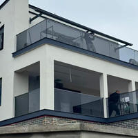 Offre Spéciale : Garde-corps en verre sans cadre avec profilé en U en aluminium et balustrade en verre trempé pour balcon, terrasse et escalier extérieur