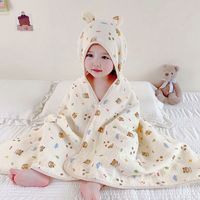 Serviette de bain à capuche pour enfants, imprimée, pour nouveau-né, printemps et été, peignoir de plage, enveloppement pour bébé, motif dessin animé