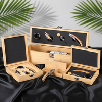 Nouvel ensemble d'accessoires de luxe pour tire-bouchon à vin rouge avec logo personnalisé, coffret en bois avec poignée, idéal pour un cadeau d'anniversaire