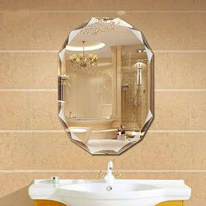 กระจกห้องน้ำทรงเหลี่ยมขอบเพชรแบบใหม่ปี 2026 ขนาด 5 มม. สีเงิน ไม่มีกรอบทองแดง สำหรับอพาร์ทเมนต์และโรงแรม - Product Image 1