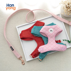 HanYang OEM özel tasarımcı işlemeli kabartı logosu lüks köpek koşum setleri kadife köpek koşum ve tasma ve yaka seti - Product Image 6