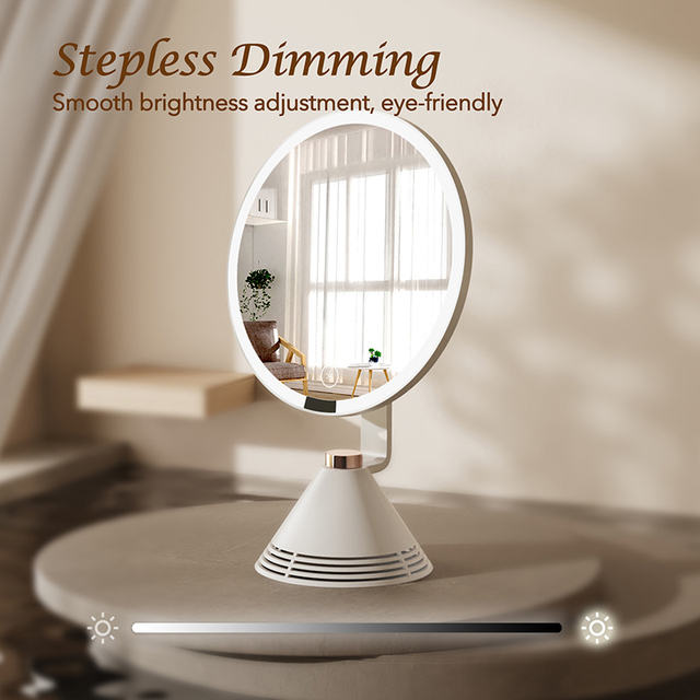 Smart Infrared Sensor LED Desktop Vanity Mirror with Bluetooth Speaker - Personal Makeup Mirror with LED Lighting