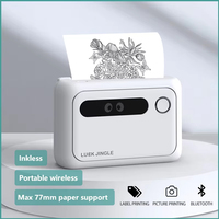 Printer Label Stiker Mini Portabel Saku dengan Kertas Thermal, Pencetakan Nirkabel untuk Stok Isi Ulang