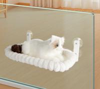 Lit de fenêtre pour chat de luxe moderne avec cadre carré en fer, housse amovible et lavable, ventouses doubles durables, installation facile, carton souple