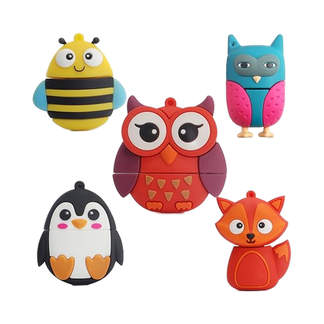 Cute Doll Cartoon Thumb Drive Silicone Material 128GB USB2.0 Custom Colors Laser Engraving