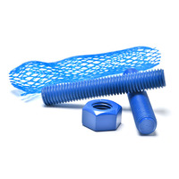 Visserie hexagonale en acier au carbone durable DIN931 avec revêtement PTFE bleu, résistante à la corrosion, M10-M42, pour l'industrie chimique