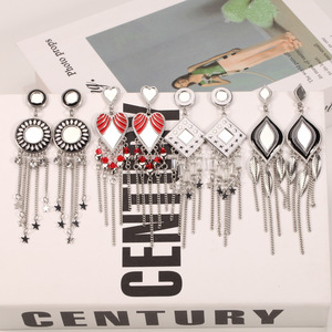 Pendientes con forma de corazón para el Día de San Valentín, borlas de espejo metálicas, joyería bohemia para mujer - Product Image 1