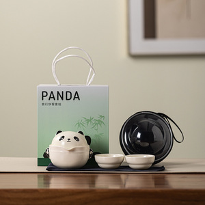 ชุดน้ำชาเซรามิคลายแพนด้าสไตล์จีน ชุดน้ำชาพกพาสำหรับเดินทาง ใช้ในบ้าน งานแต่งงาน ของขวัญทางธุรกิจ ขายส่ง - Product Image 3