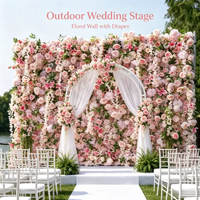 Panneaux muraux de fleurs artificielles rose poudré personnalisés, pliables, réutilisables, imperméables, pour toile de fond de mariage et événements commerciaux, photographie