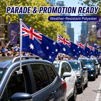 Drapeau de fenêtre de voiture professionnel australien, taille personnalisée 12x18 pouces, en polyester imprimé numériquement, avec poteau à clip en plastique