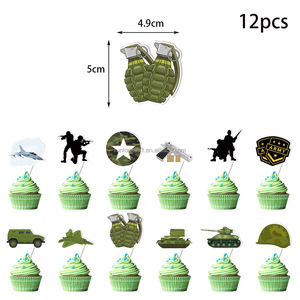 Ensemble de décoration pour fête d'<span class=keywords><strong>anniversaire</strong></span> de garçon sur le thème du camouflage, avec drapeau, décoration de gâteau et ballons en latex - Product Image 4