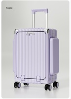 Nouvelle valise spinner en néoprène de 20 pouces, ouverture frontale, design multifonctionnel, poches latérales, serrure, grande capacité, unisexe, bagage à main PC