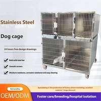 Cage pour animaux personnalisable en acier inoxydable 304 multicouche avec plateau profond, roulettes et résistance à l'humidité pour chats, chiens et cliniques vétérinaires