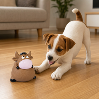 Jouet pour chien en latex, forme de vache brune aux yeux bouleversés, jouet à mâcher pour chiot, jouet interactif pour animaux de compagnie, pour chiens de petite et moyenne taille