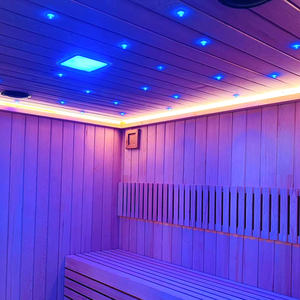 Sauna <span class=keywords><strong>pod</strong></span> haut de gamme en cèdre rouge sur mesure Boyce |   Sauna électrique infrarouge lointain à vapeur pour 2 personnes, 12 kW, texture bois naturel, esthétique moderne - Product Image 5