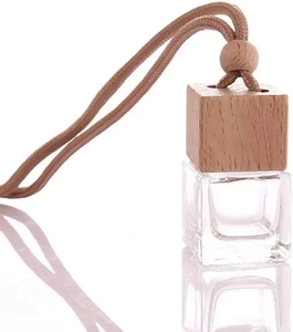 Botella de Perfume de Vidrio con Tapón de Rosca de Madera para Coche, Difusor Colgante con Forma Cuadrada, 8ml, 10ml - Product Image 5