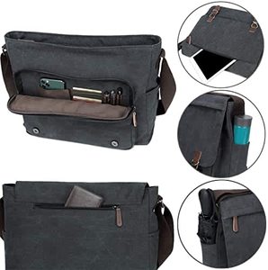 Sac messager pour <span class=keywords><strong>homme</strong></span> personnalisé de haute qualité, style rétro, en toile, <span class=keywords><strong>sacoche</strong></span> décontractée, porte-documents, plusieurs compartiments, pour l'université, les voyages, le quotidien - Product Image 2