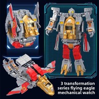 Juguete de Dinosaurio Transformable en Tres Posiciones, Robot Deformable para Niños, Reloj Electrónico de Dibujos Animados, Plástico, para Niños y Niñas de 4 a 6 Años