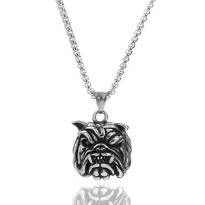 Yunnique Collier Pendentif Bouledogue en Acier Inoxydable Unisexe, Breloque Animale, Chaîne de Pull, Bijou Cadeau - Product Image 1