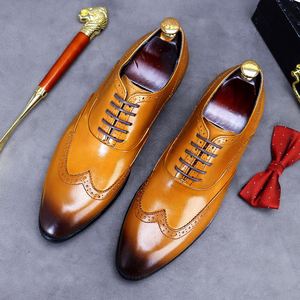 Men's Luxury New Fashion <b>Pointed</b> Toe Breathable Anti-Slip Lace-Up Business Dress Shoes - Product Image 2