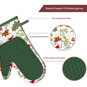 Рождественская серия, 4 шт., набор инструментов для выпечки, термостойкие силиконовые перчатки и печатные скребковые рукавицы для духовки - Product Image 2