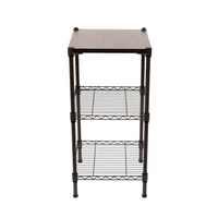Table d'appoint carrée DIY à 3 niveaux avec étagères en fil métallique et plateau en MDF, meuble de rangement d'angle étroit pour petits espaces