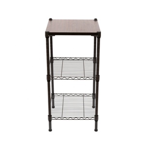 Table d'appoint carrée DIY à 3 niveaux avec étagères en fil métallique et plateau en MDF, meuble de <span class=keywords><strong>rangement</strong></span> d'angle étroit pour petits espaces - Product Image 4