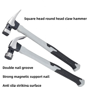 Marteau à griffes à angle droit, à coins arrondis, entièrement en acier, avec poignée en plastique et manche en bois - Product Image 3