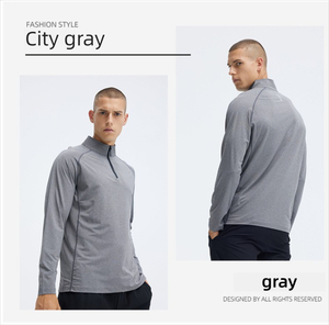 Camiseta deportiva con cremallera de secado rápido para gimnasio, entrenamiento, running, ajustada, transpirable, personalizada para hombre, superventas - Product Image 5