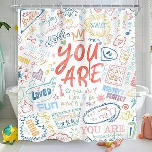 Cortina <span class=keywords><strong>de</strong></span> Ducha Moderna y Ecológica para Niños, 152.40cm X 182.88cm, Impermeable, <span class=keywords><strong>de</strong></span> Poliéster con 12 Ganchos - Decoración <span class=keywords><strong>de</strong></span> <span class=keywords><strong>Baño</strong></span> - Product Image 5