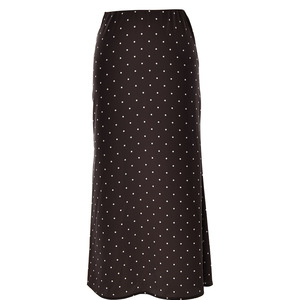 Women's Long Polka Dot <b>Skirt</b> High Neck Wrap Design Evening Dress Natural <b>Waist</b> Micro <b>Elasticity</b> FDL1684 - Product Image 5