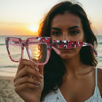 Kacamata hitam harga grosir dengan bingkai kacamata anti-sinar biru optik Model kristal asetat untuk wanita