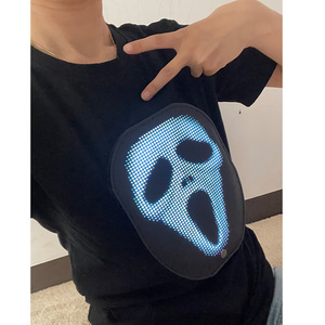 T-shirt LED à commande par application, fournitures pour fête de remise de diplôme et Halloween, animation <span class=keywords><strong>GIF</strong></span> programmable, texte personnalisable, unisexe, 100% coton, USB - Product Image 2