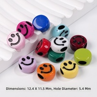 Perles acryliques rondes à grand trou de 12 mm, motif visage souriant, perles intercalaires pour la fabrication de bijoux, colliers, bracelets, vente en gros, OEM