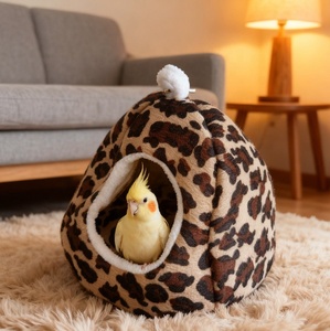 Nid chaud pour perroquet, maison en coton moelleux avec polaire épaisse - Cabane d'hiver pour se blottir et hamac pour cage, lit pour oiseaux, fournitures pour animaux <span class=keywords><strong>de</strong></span> compagnie - Product Image 5