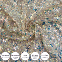Usine pas cher prix 95% Polyester 5% Spandex Stretch Sequin broderie velours marque perlé Net tissu pour robe de femmes