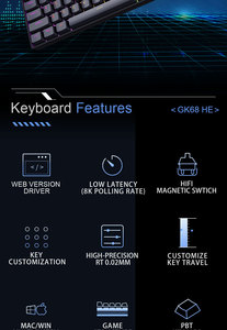 Skyloong Gk68 Ông <span class=keywords><strong>e</strong></span>-thể thao Gateron chuyển đổi từ bàn phím cơ khí chơi game Bàn phím tốc độ cao - Product Image 6